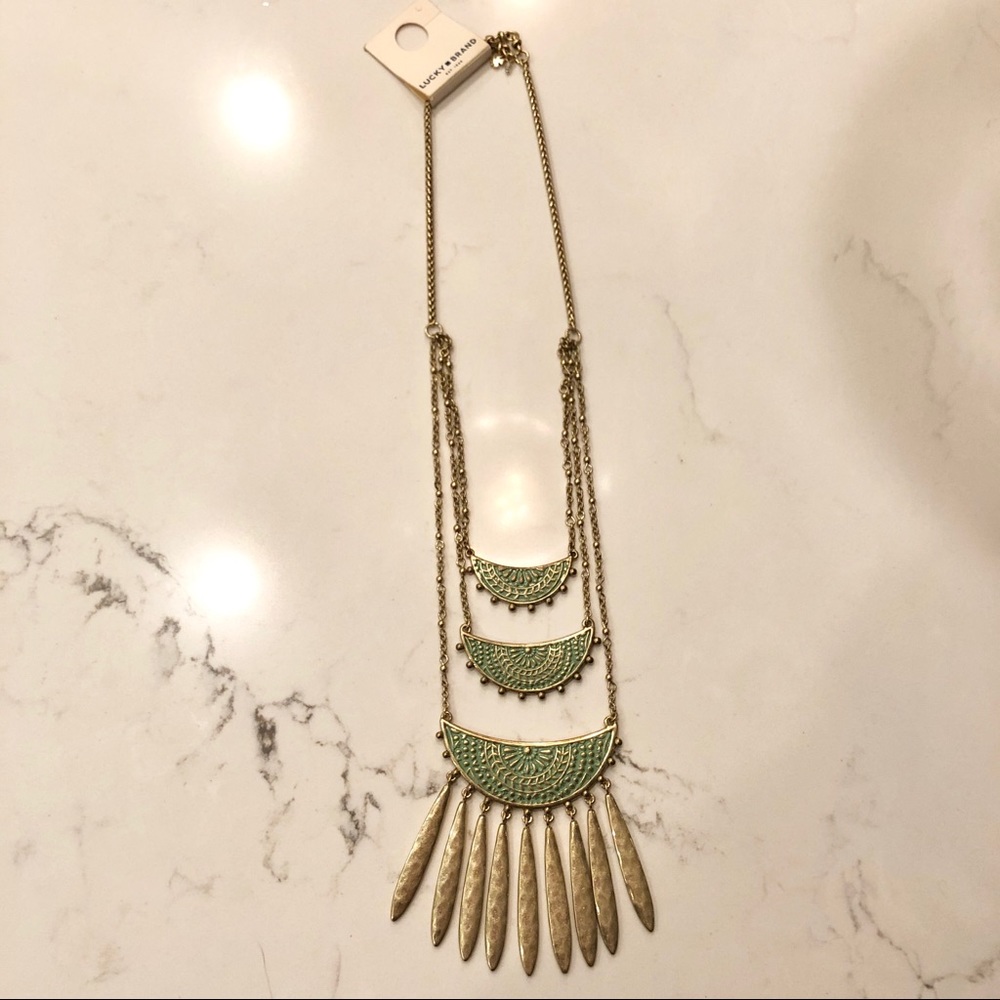 (NWT) Lucky Brand | Green & Gold 3 Layer Necklace